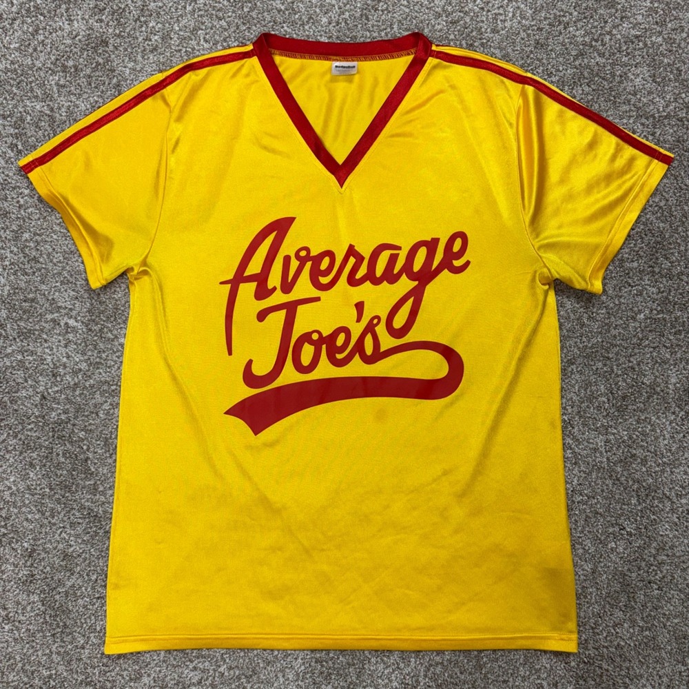 Dodgeball Average Joes Yellow V-Neck Costume Jersey Large Movie Costume